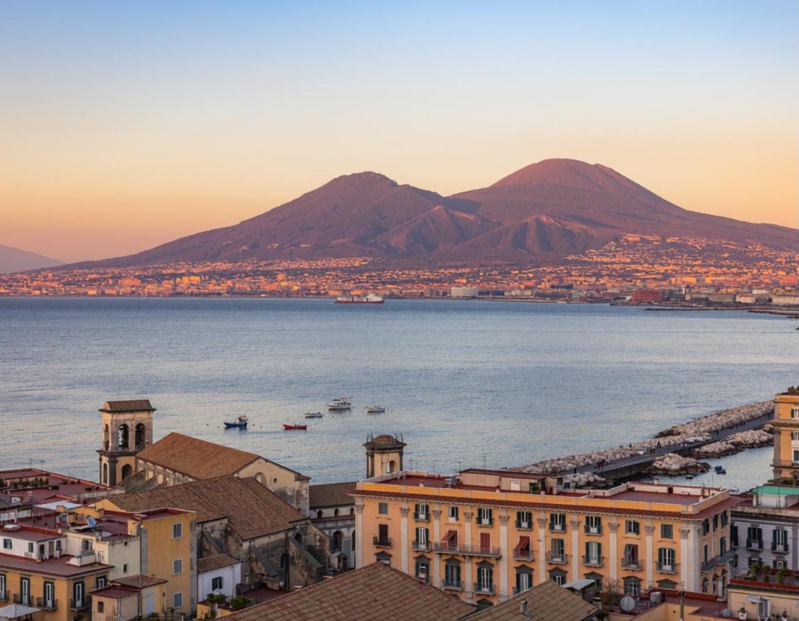 Mount Vesuvius above the Bay of Naples (illustration)